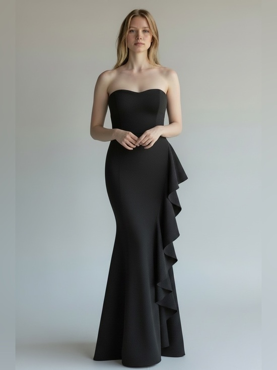 Dress the Population Dresses & Skirts - Dress the Population Paris Black Strapless Ruffle Long Gown XL Mermaid Formal